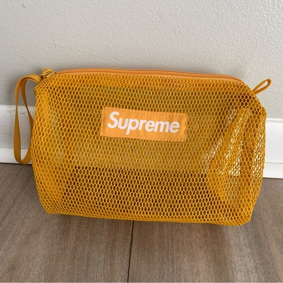 Supreme Handbags - Supreme PVC Coated mesh utility zippered pouch yellow